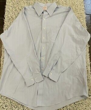 Brooks Brothers Shirt Mens 17.5 -34 Light Blue Milano Non-Iron Supima Cotton